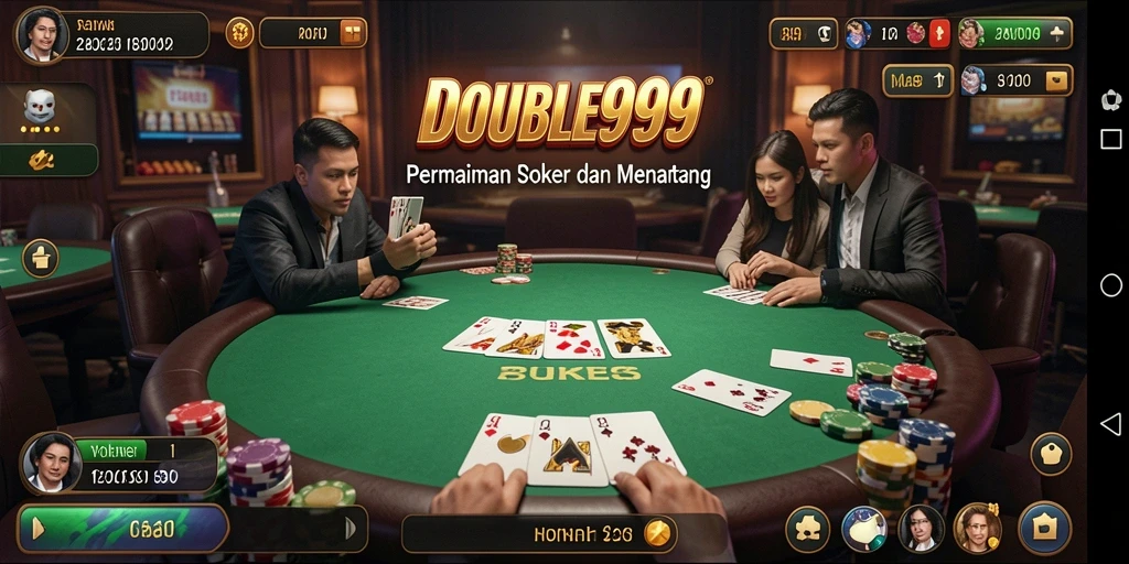Tampilan gameplay Poker yang seru dan mengasyikkan di DOUBLE999.