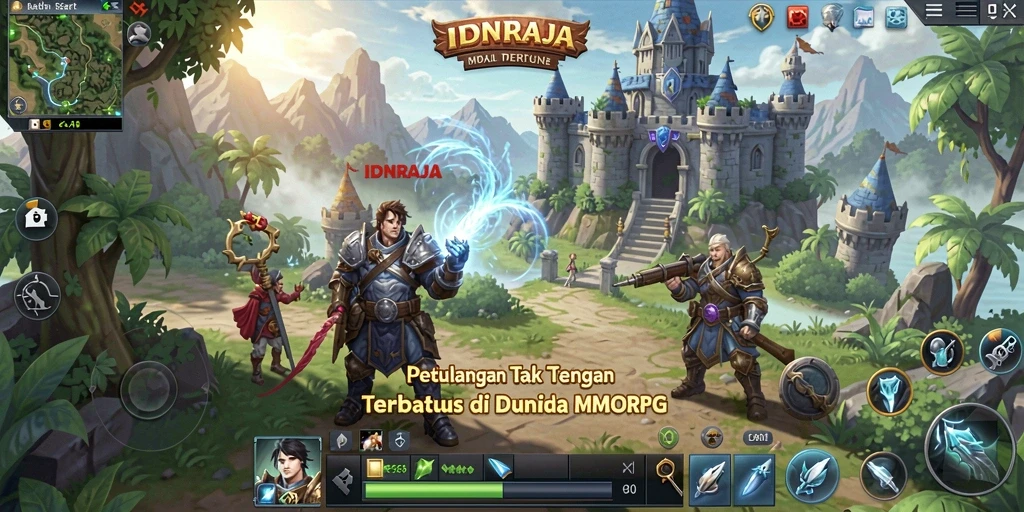 Tampilan gameplay seru dalam IDNRAJA dengan petualangan MMORPG yang mendebarkan.