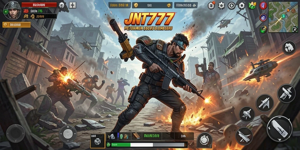 Screenshot utama JNT777 menampilkan aksi pertarungan yang mendebarkan.