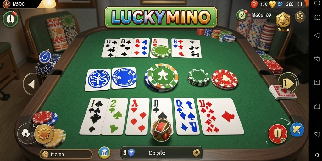 Screenshot gameplay LUCKYMINO yang menampilkan momen seru bermain Gaple.