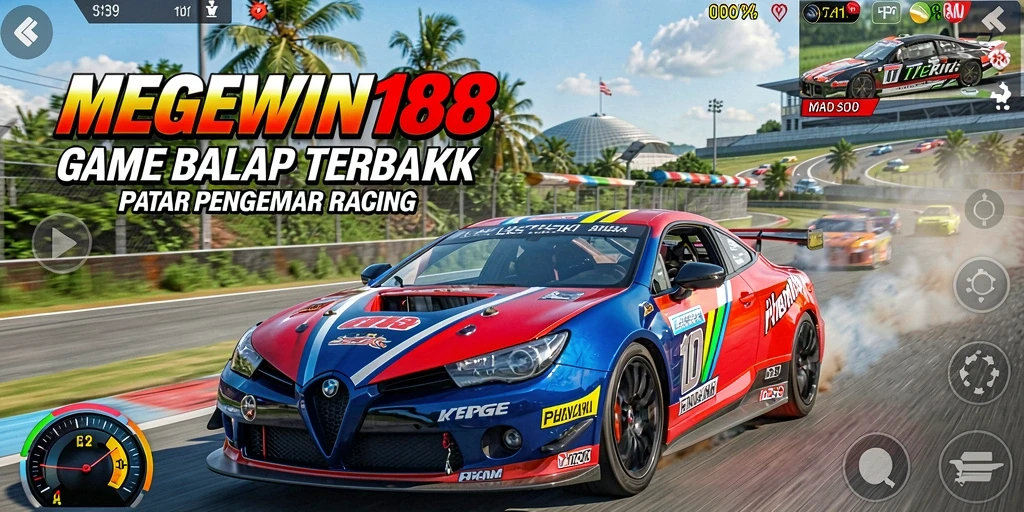 Tampilan gameplay balap yang menegangkan di MEGEWIN188.