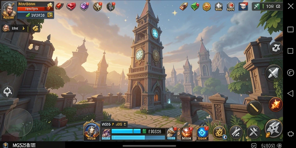 Tampilan gameplay MG525 menampilkan aksi menara pertahanan yang mendebarkan.