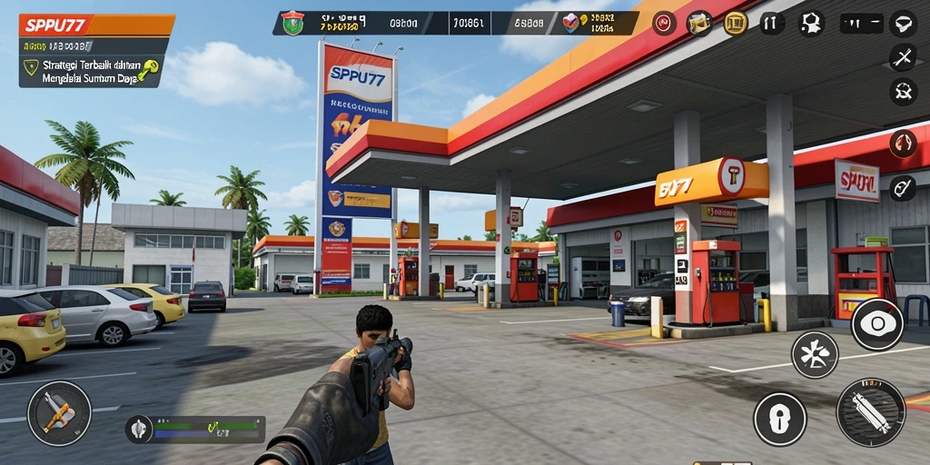Tampilan gameplay SPBU77 dengan strategi pengelolaan yang menarik.