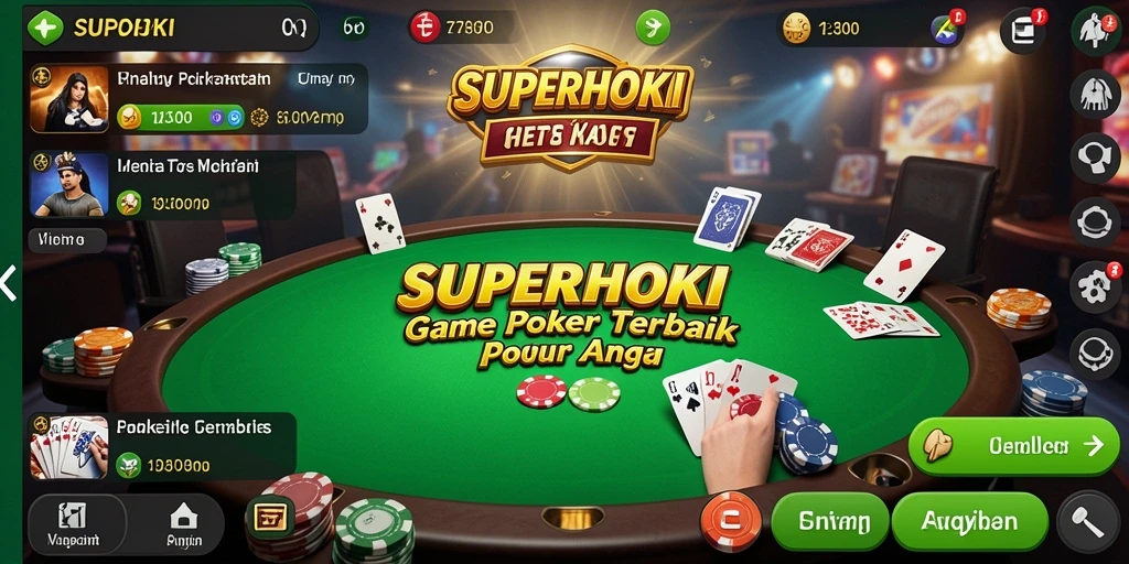 Tampilan gameplay mendebarkan di <strong>SUPERHOKI</strong> yang menampilkan suasana permainan poker.